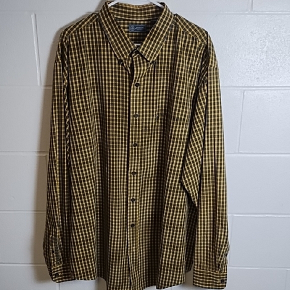 Black & Yellow Plaid Soft Button-Down Shirt Pen Pocket - Picture 1 of 14